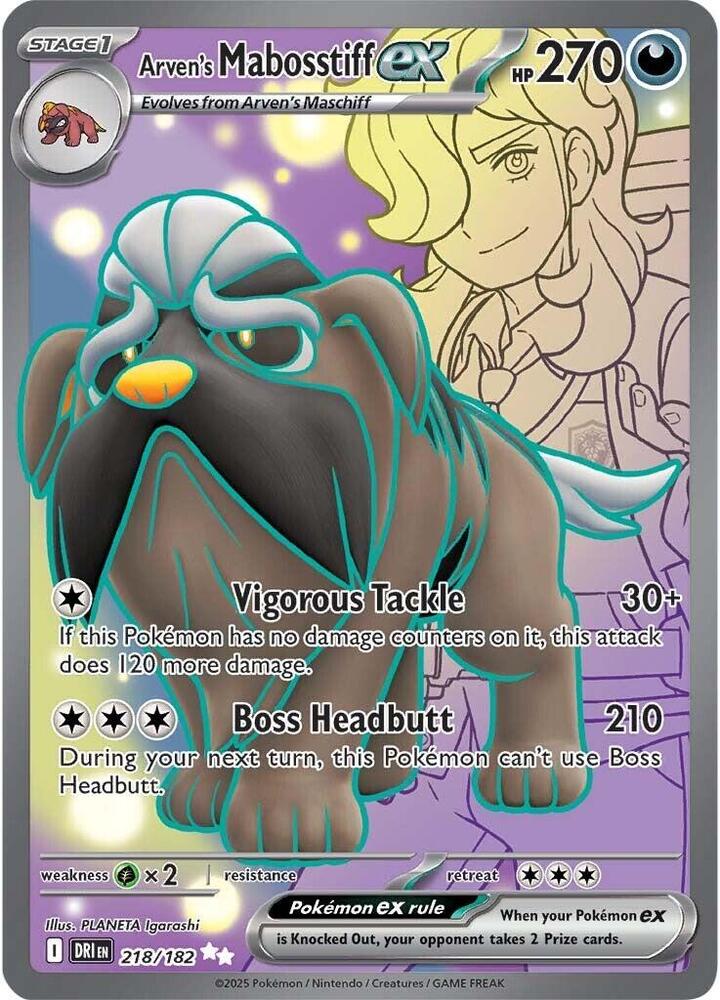 Arven's Mabosstiff ex - 218/182 218/182 Ultra Rare Destined Rivals Pokémon card