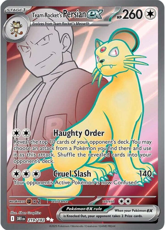Team Rocket's Persian ex - 219/182 219/182 Ultra Rare Destined Rivals Pokémon card