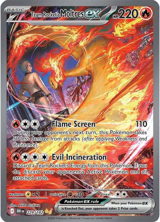 Team Rocket's Moltres ex - 229/182 229/182 Special Illustration Rare Destined Rivals Pokémon card