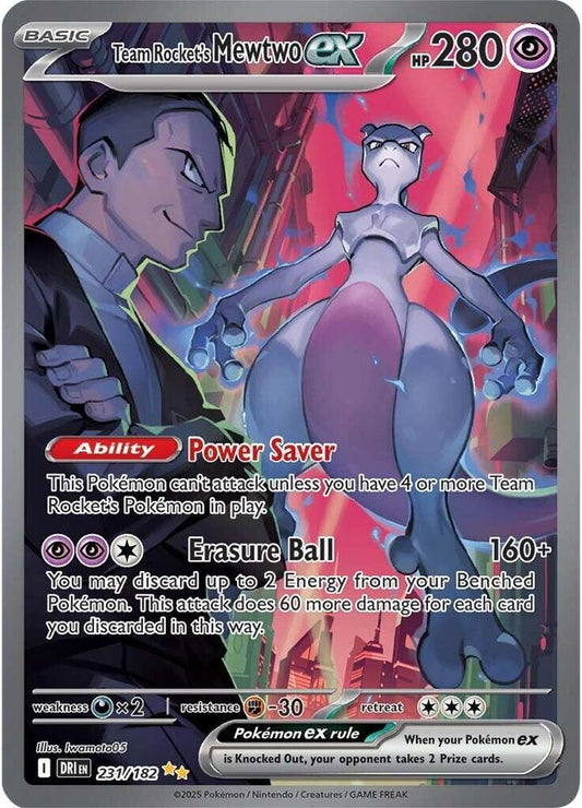 Team Rocket's Mewtwo ex - 231/182 231/182 Special Illustration Rare Destined Rivals Pokémon card