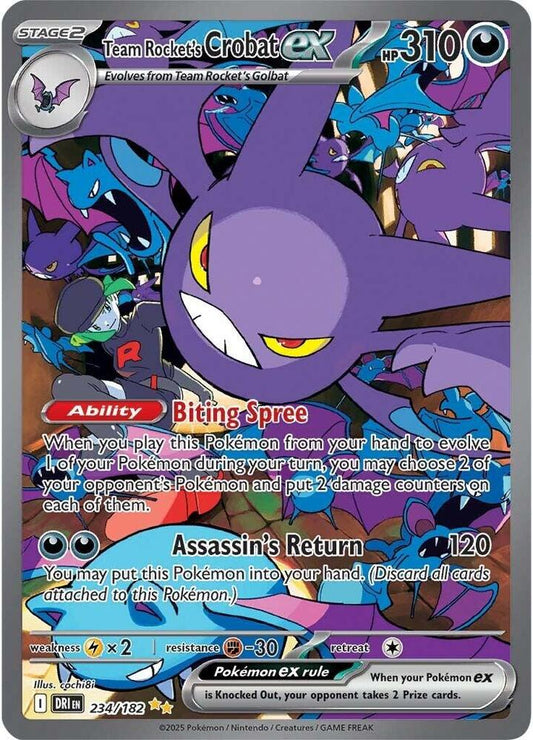 Team Rocket's Crobat ex - 234/182 234/182 Special Illustration Rare Destined Rivals Pokémon card