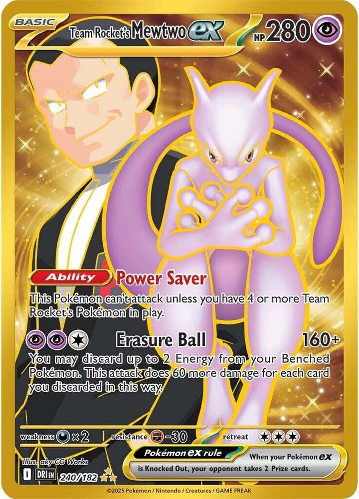 Team Rocket's Mewtwo ex - 240/182 240/182 Hyper Rare Destined Rivals Pokémon card