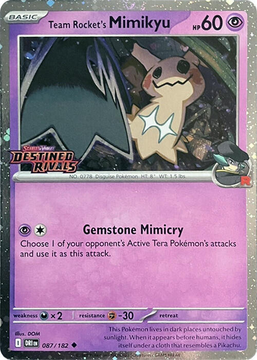 Team Rocket's Mimikyu (Prerelease) 087/182 Uncommon Miscellaneous Cards & Products Pokémon card