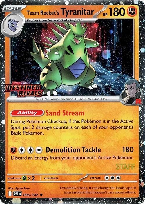 Team Rocket's Tyranitar (Prerelease Staff) - 096/182 Rare SV10: Destined Rivals