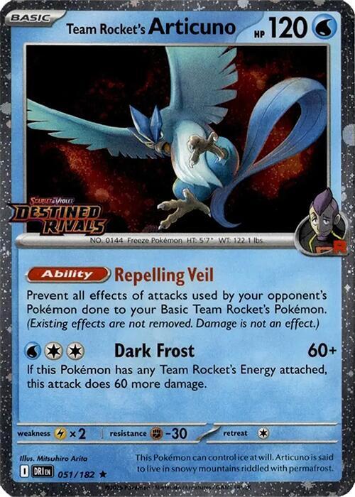 Team Rocket's Articuno - 051/182 (Cosmos Holo) (Destined Rivals Stamp) 051/182 Rare Miscellaneous Cards & Products Pokémon