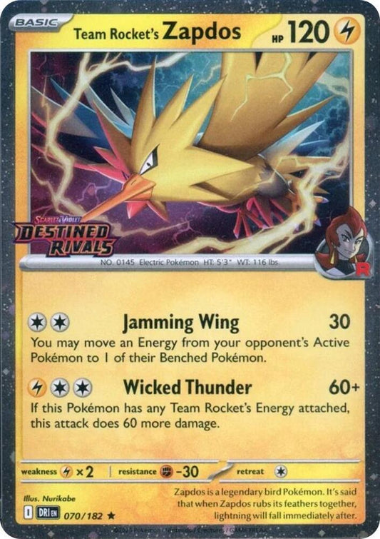 Team Rocket's Zapdos (Destined Rivals Stamp) 070/182 Rare Miscellaneous Cards & Products Pokémon card