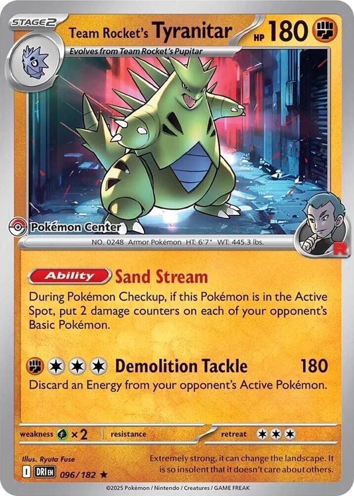 Team Rocket's Tyranitar (Pokemon Center Exclusive) 096/182 Rare Miscellaneous Cards & Products Pokémon card