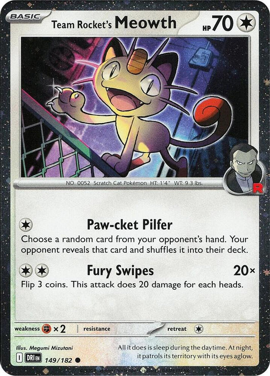 Team Rocket's Meowth (Cosmos Holo) 149/182 Common Miscellaneous Cards & Products Pokémon card