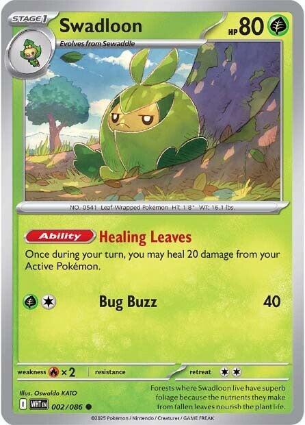 Swadloon 002/086 Common White Flare Pokémon card