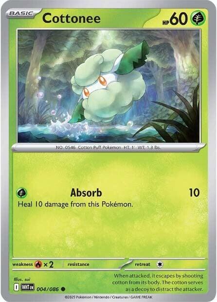 Cottonee 004/086 Common White Flare Pokémon card