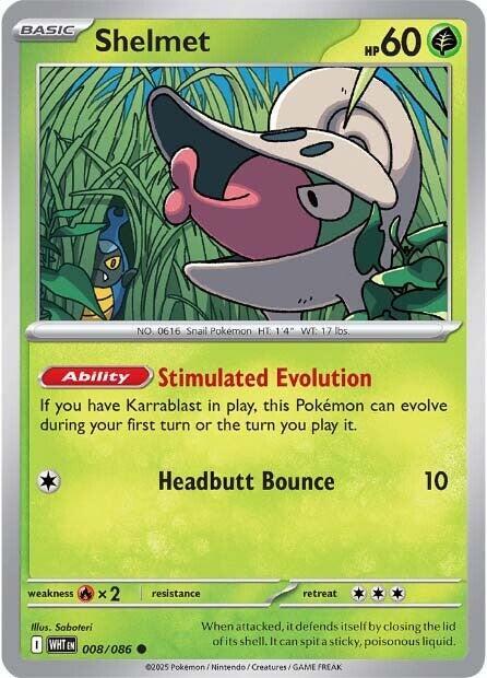 Shelmet 008/086 Common White Flare Pokémon card