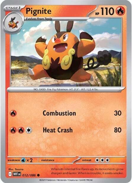 Pignite 012/086 Common White Flare Pokémon card