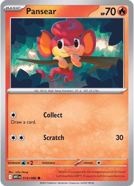 Pansear 014/086 Common White Flare Pokémon card