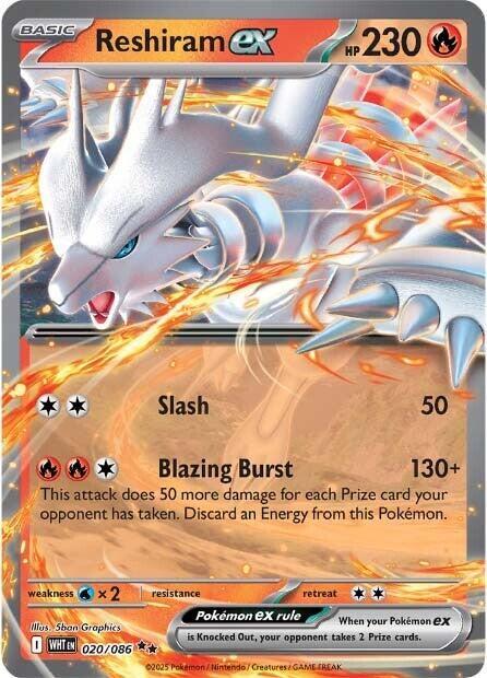 Reshiram ex 020/086 Double Rare White Flare Pokémon card