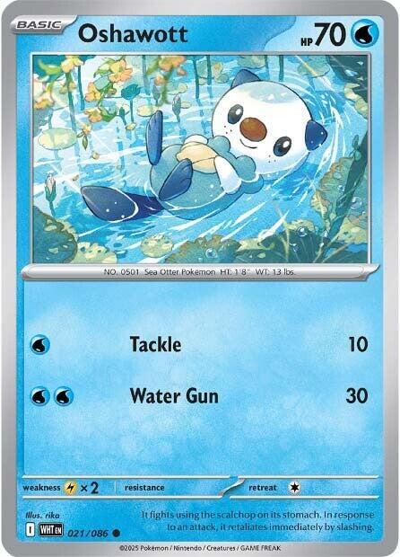 Oshawott 021/086 Common White Flare Pokémon card