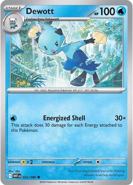 Dewott 022/086 Common White Flare Pokémon card