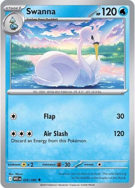 Swanna 026/086 Uncommon White Flare Pokémon card