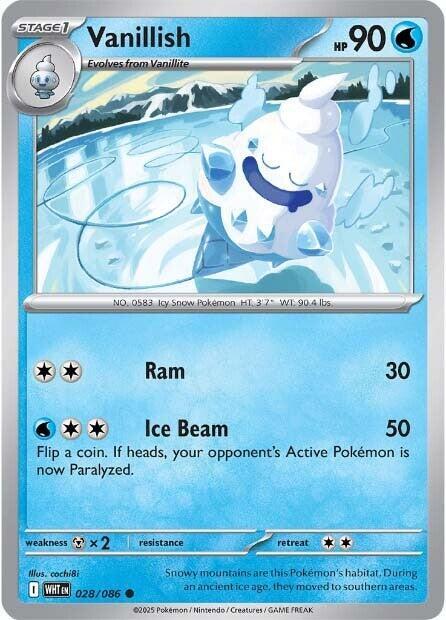 Vanillish 028/086 Common White Flare Pokémon card