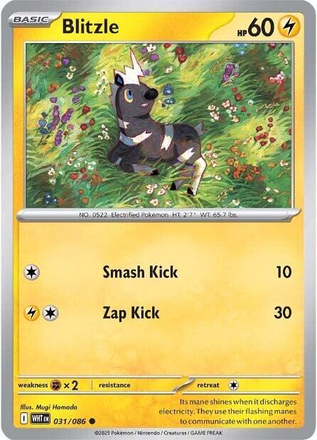 Blitzle 031/086 Common White Flare Pokémon card