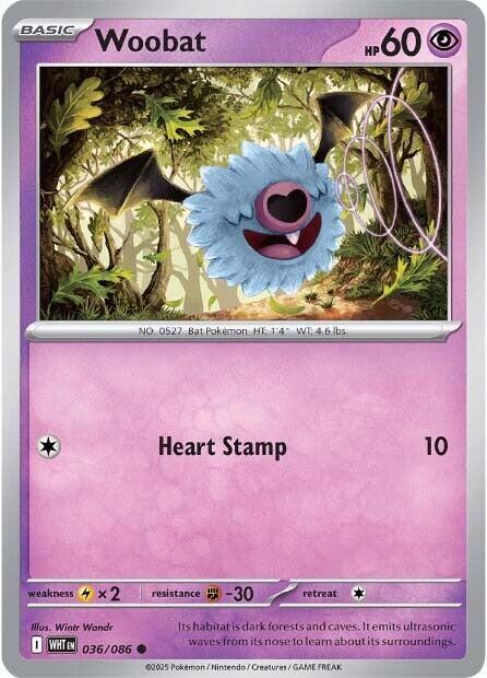 Woobat 036/086 Common White Flare Pokémon card