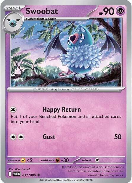 Swoobat 037/086 Uncommon White Flare Pokémon card