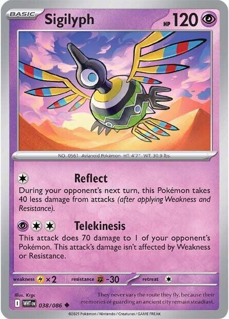 Sigilyph 038/086 Uncommon White Flare Pokémon card
