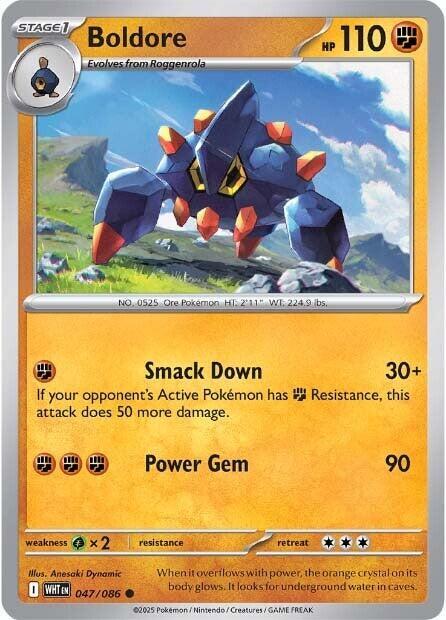 Boldore 047/086 Common White Flare Pokémon card