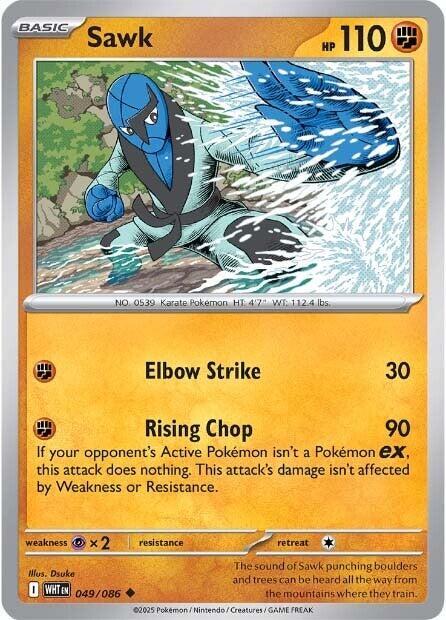 Sawk 049/086 Uncommon White Flare Pokémon card