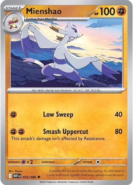 Mienshao 053/086 Uncommon White Flare Pokémon card