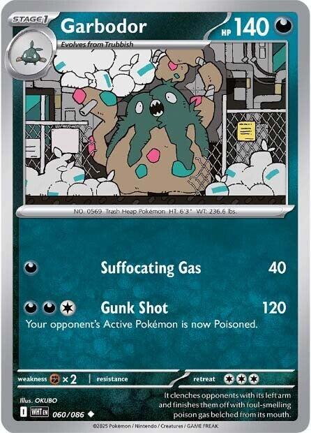Garbodor 060/086 Uncommon White Flare Pokémon card