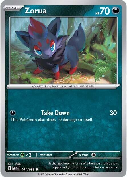 Zorua 061/086 Common White Flare Pokémon card