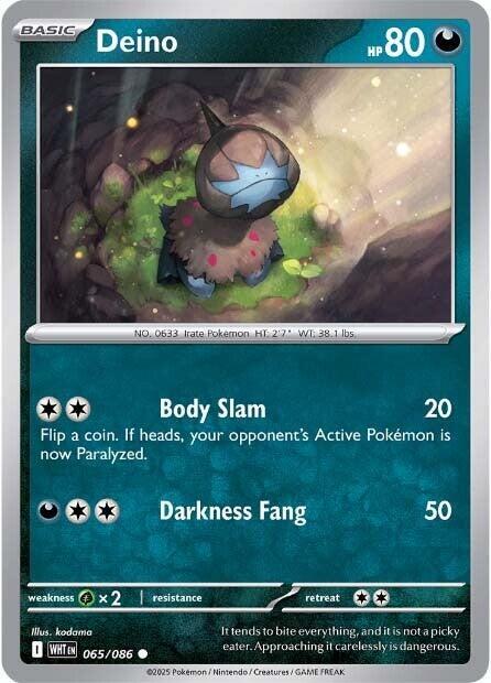 Deino 065/086 Common White Flare Pokémon card
