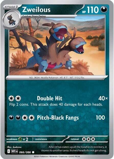 Zweilous 066/086 Common White Flare Pokémon card