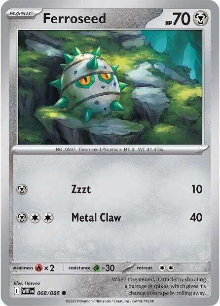 Ferroseed 068/086 Common White Flare Pokémon card