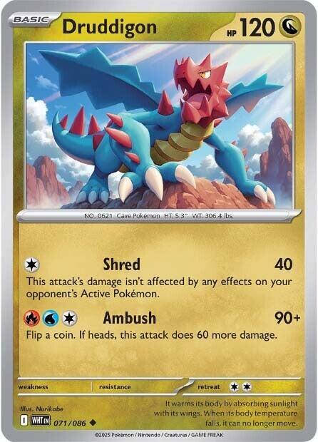 Druddigon 071/086 Uncommon White Flare Pokémon card