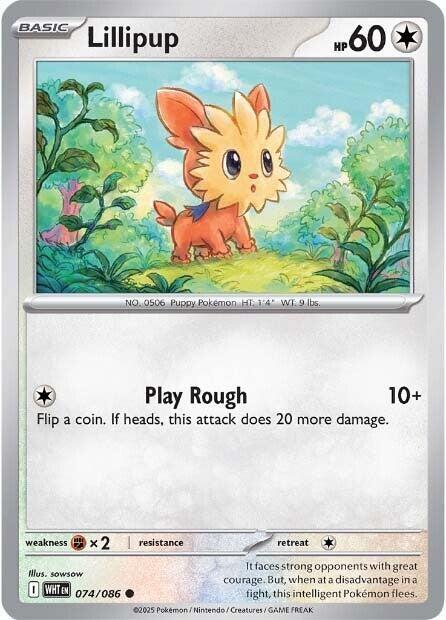 Lillipup 074/086 Common White Flare Pokémon card