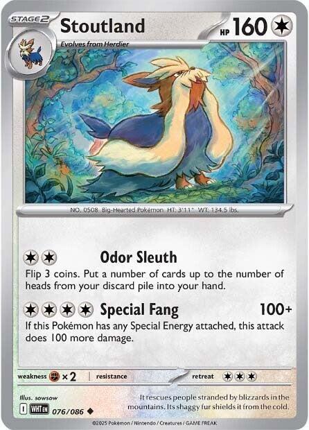 Stoutland 076/086 Uncommon White Flare Pokémon card
