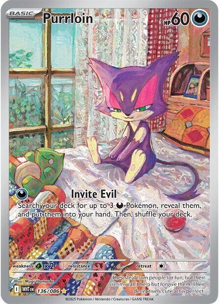 Purrloin - 136/086 136/086 Illustration Rare White Flare Pokémon card