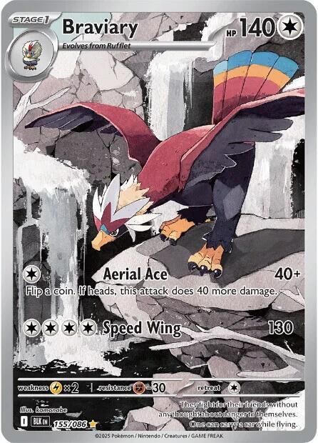 Braviary - 155/086 155/086 Illustration Rare Black Bolt Pokémon card