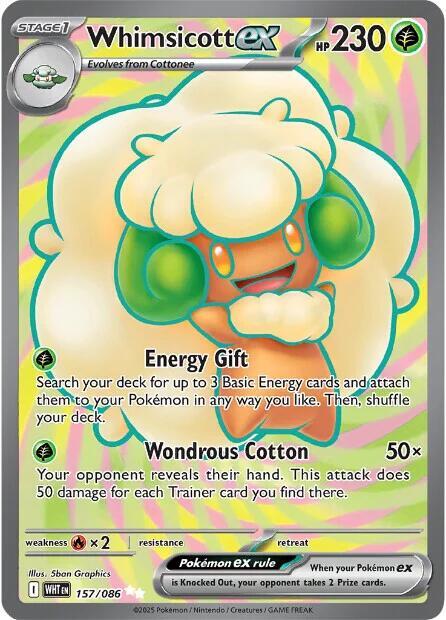 Whimsicott ex - 157/086 157/086 Ultra Rare White Flare Pokémon card