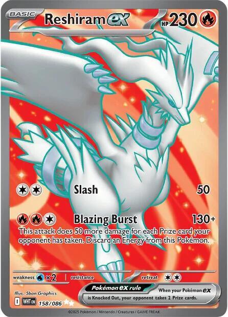 Reshiram ex - 158/086 158/086 Ultra Rare White Flare Pokémon card