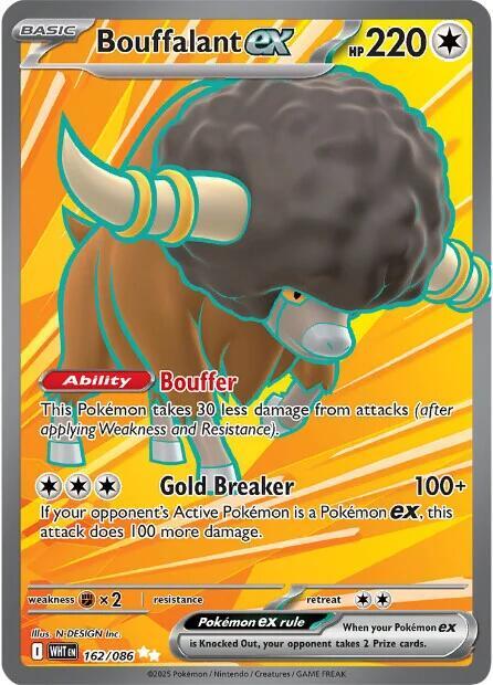 Bouffalant ex - 162/086 162/086 Ultra Rare White Flare Pokémon card
