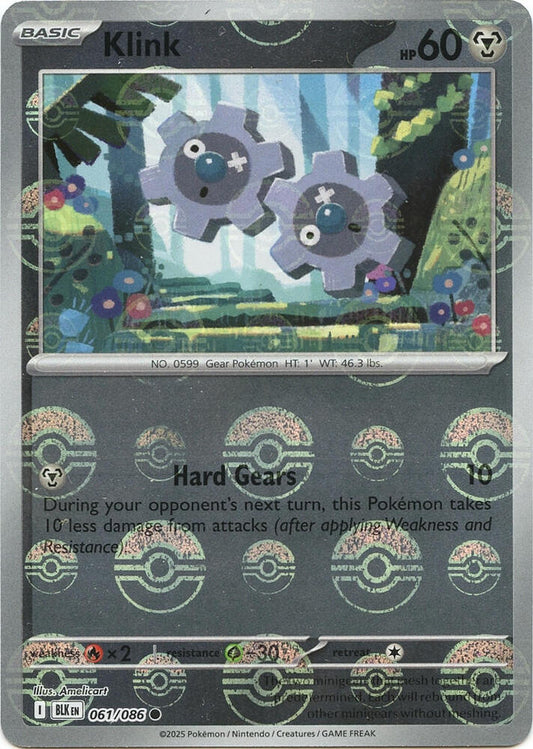Klink (Poke Ball Pattern) 061/086 Common Black Bolt Pokémon card