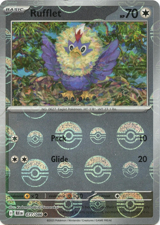 Rufflet (Poke Ball Pattern) 077/086 Common Black Bolt Pokémon card