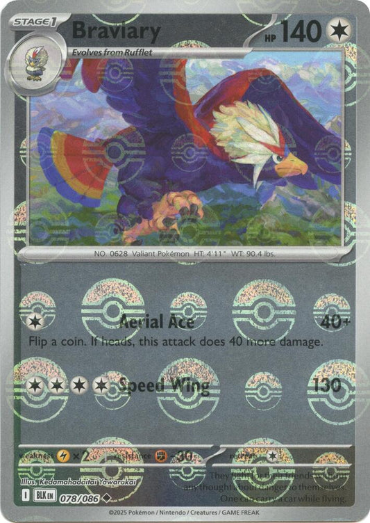 Braviary (Poke Ball Pattern) 078/086 Uncommon Black Bolt Pokémon card