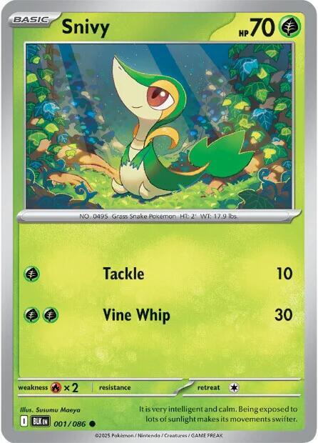 Snivy 001/086 Common Black Bolt Pokémon card