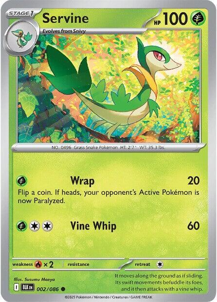 Servine 002/086 Common Black Bolt Pokémon card