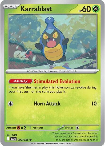 Karrablast 009/086 Common Black Bolt Pokémon card