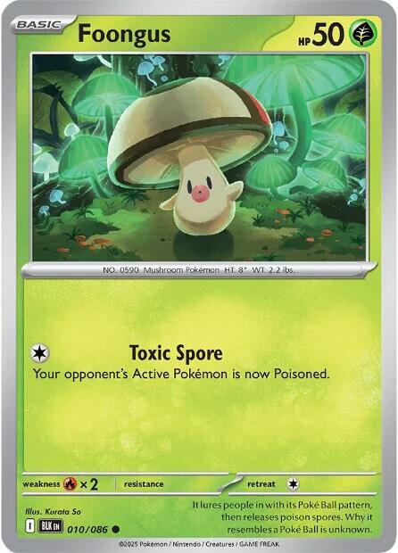 Foongus 010/086 Common Black Bolt Pokémon card