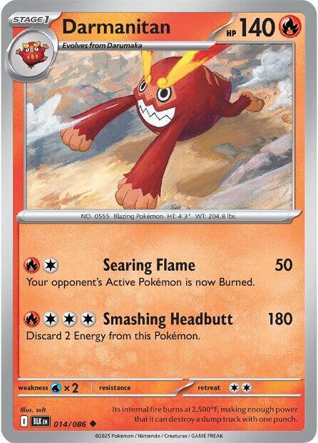 Darmanitan 014/086 Uncommon Black Bolt Pokémon card